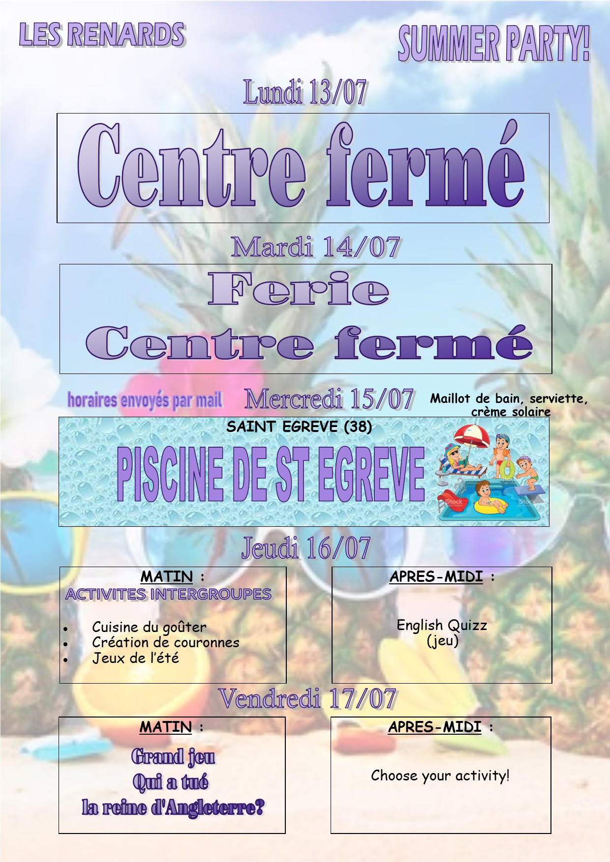 VACANCES ETE 2026 Renards